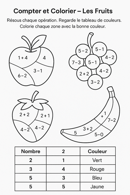 Coloriage éducatif -  Apprentissage des chiffres -  Activités pour enfants